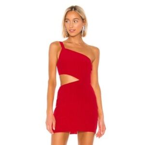 NBD X Naven Red single strap cutout dress